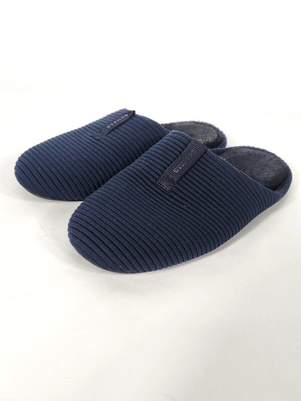 Bombas Navy Blue Ribbed Knit Slippers